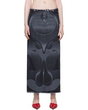 Conner Ives Ghulam Denim Midi Skirt - Black