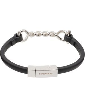 Ferragamo Gancini Leather Bracelet - Metallic