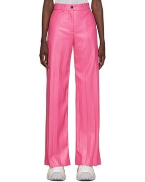 MSGM Pink Pleated Faux-leather Pants