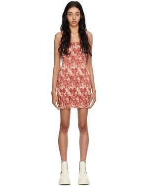 Ganni Orange Smocked Mini Dress - Black