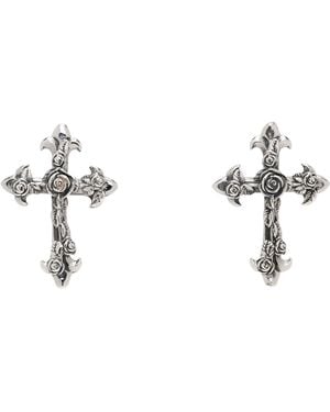 Emanuele Bicocchi Rose Cross Stud Earrings - Metallic