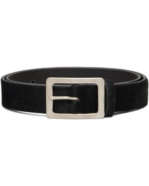 Neighborhood Ceinture Noire En Cuir Avec Poils