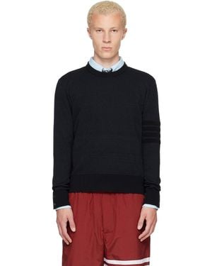 Thom Browne Thom E Ottoman Milano Stitch 4-bar Bomber Jumper - Black