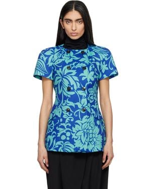Dries Van Noten Fitted Double Breasted Jacket - Blue