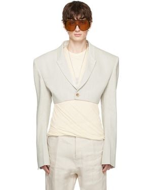 Rick Owens Off- Hollywood Ls Micro Tatlin Denim Blazer - Multicolor