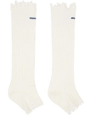 ShuShu/Tong Embroidered Logo Sandal Socks - White