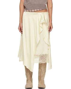 Acne Studios Off- Layered Satin Midi Skirt - Natural