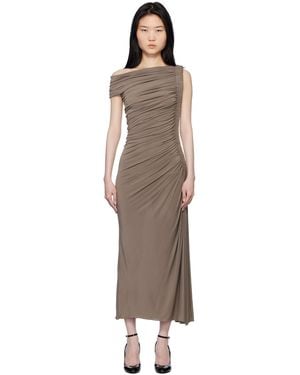 Alaïa Taupe Asymmetric Pipe Midi Dress - Black