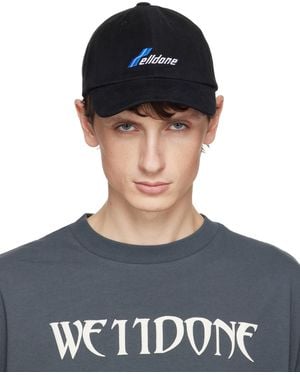 we11done Casquette Noire À Logo - Bleu