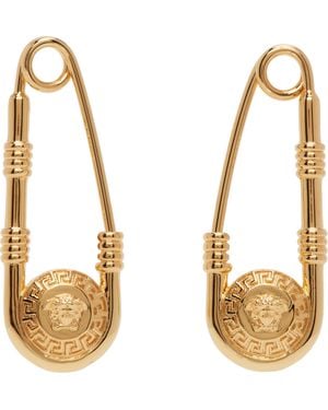 Versace Boucles D'Oreilles En Forme D'Épingle De Sureté Dorées - Métallisé