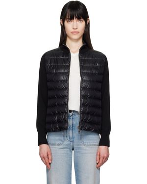 Moncler ブラック パデッド ウール ジップアップ ダウンジャケット