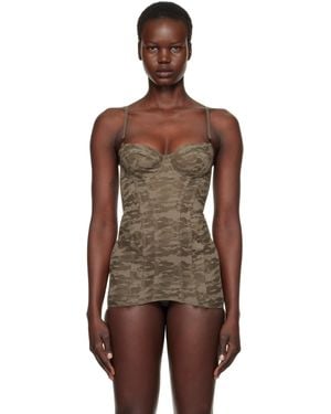 DIESEL Khaki Savage X Fenty Edition Camo-Lace-Slip Corset - Brown