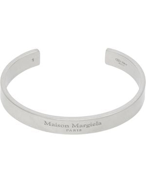 Maison Margiela シルバー ロゴ カフブレスレット - ブラック