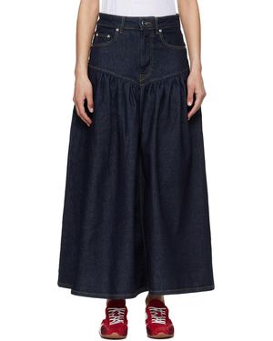 Ganni Stretch Denim Midi Skirt - Blue