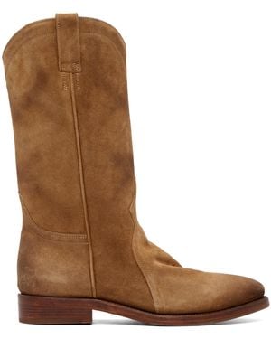 Jil Sander Bottes Brun Clair En Suède - Marron