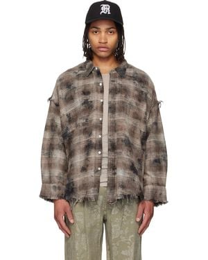 R13 Shredded Seam Drop Neck Shirt - Brown