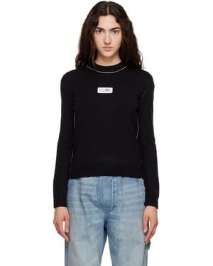 MM6 by Maison Margiela Contrast-Trimmed Wool Blend Knit Jumper - Black