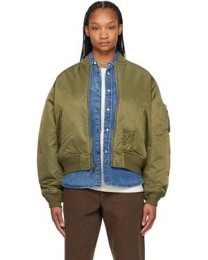 Stussy Khaki Built Reversible Bomber Jacket - Blue