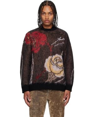 Amiri Pull Multicolore À Images De Fleur Et À Col Ras Du Cou - Noir