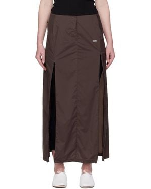 Amomento Side Vent Long Maxi Skirt - Brown
