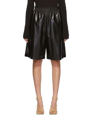 Bottega Veneta Short en cuir brun - Noir