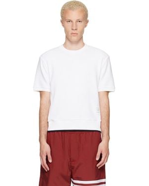 Thom Browne Thom E Short Sleeve Rib Cuff Cotton Waffle T-shirt - White