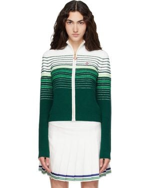 CASABLANCA Boucle Stripe Zip‑Up Track Jacket - Green
