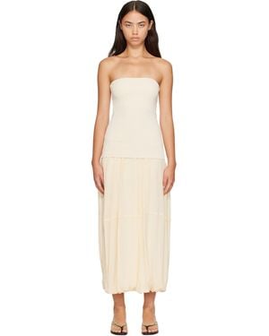 St. Agni Off- Strapless Balloon Hem Maxi Dress - Natural
