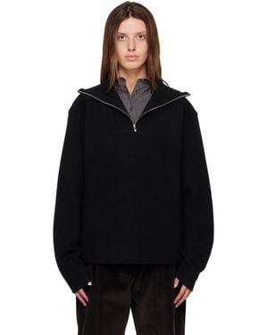 R2W Paulo Wool Hairy Zip-Up Jumper - Black