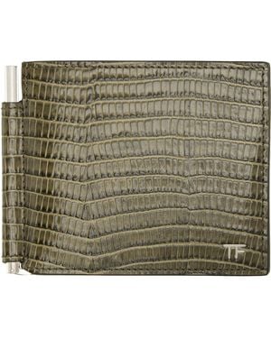 Tom Ford Khaki T Line Money Clip Wallet - Green