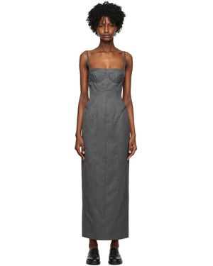 Thom Browne Grey Corset Maxi Dress - Black