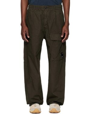 C.P. Company Khaki Micro-Reps Boxy Leg Pocket Lens Cargo Trousers - Black