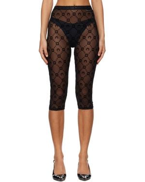 Marine Serre Moonogram Mesh Flock Capri Leggings - Black