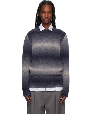 Etudes Studio Pull Bleu Marine En Alpaga À Col Ras Du Cou - Noir