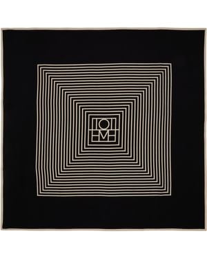 TOTEME Centered Monogram Silk Scarf - Black