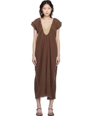 Baserange Max Crinkle Linen Maxi Dress - Black