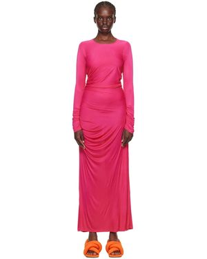 MSGM Robe longue rose à fronces