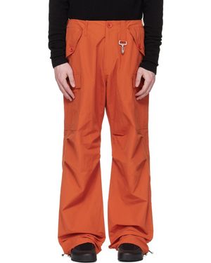 Reese Cooper Nylon Cinched Wide Leg Cargo Trousers - Red