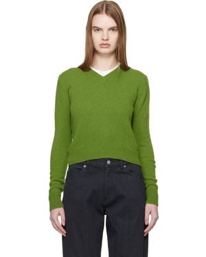 &Daughter Sligo Shrunken V-Neck Jumper - Green