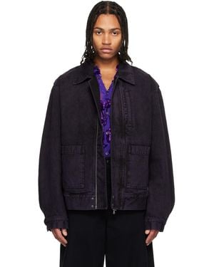 Dries Van Noten パープル パッチポケット デニムジャケット - ブルー