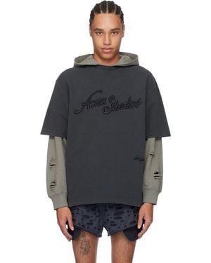 Acne Studios ブラック リラックスフィット ロゴ Tシャツ