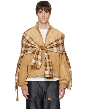 we11done Tan Faux-Suede Layered Harrington Jacket - Metallic