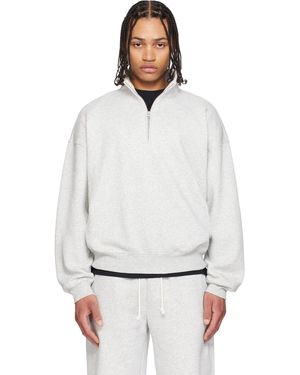 Skims Fleece Lounge Relaxed Quarter Zip Sweatshirt - White