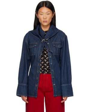 Marine Serre Denim Overshirt - Blue