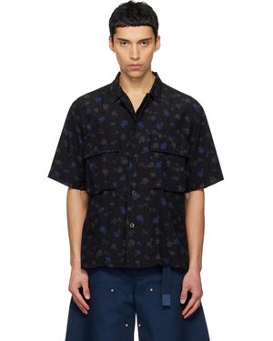 Sacai Overdyed Floral Print Shirt - Black
