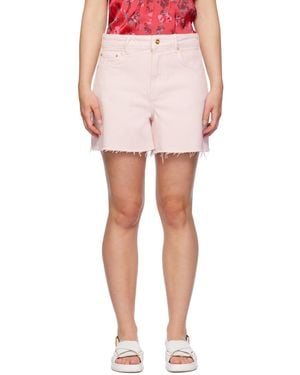 Ganni Frayed Edge Denim Shorts - Pink