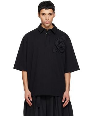 Simone Rocha Pressed Rosette Rugby Jersey Polo - Black