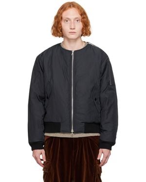 Dries Van Noten Collarless Bomber Jacket - Black
