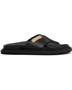 Moschino Logo Plaque Sandals - Black