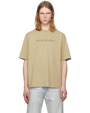 Acne Studios カーキ リラックスフィット ロゴ Tシャツ - ナチュラル